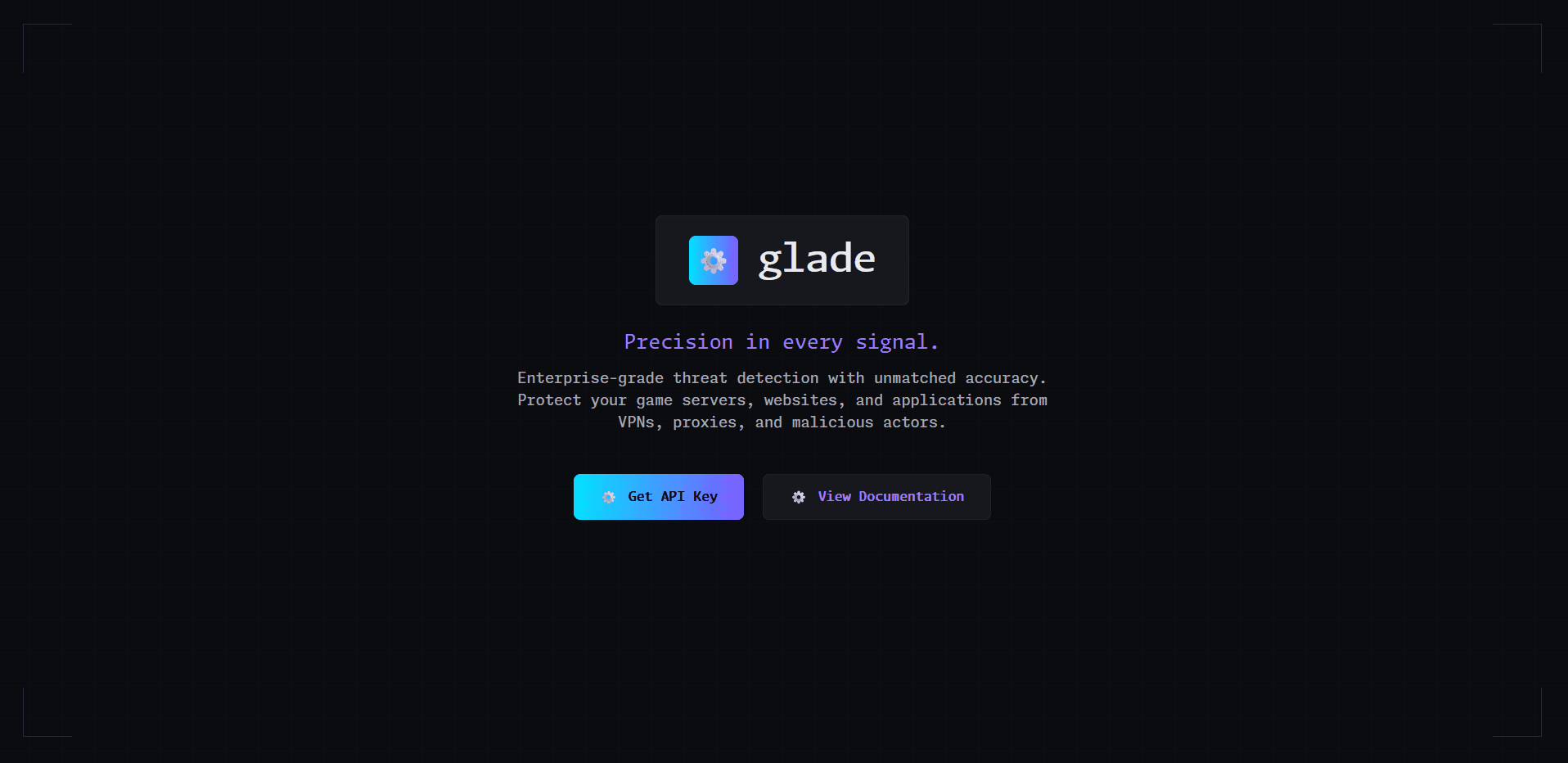 Marketing site for the Glade threat-detection platform